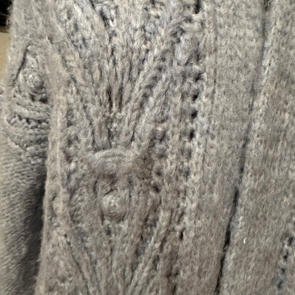 ANTHROPOLOGIE Blue Chunky Cable Knit Longline Open Front Cardigan Sweater Small - Picture 9 of 10